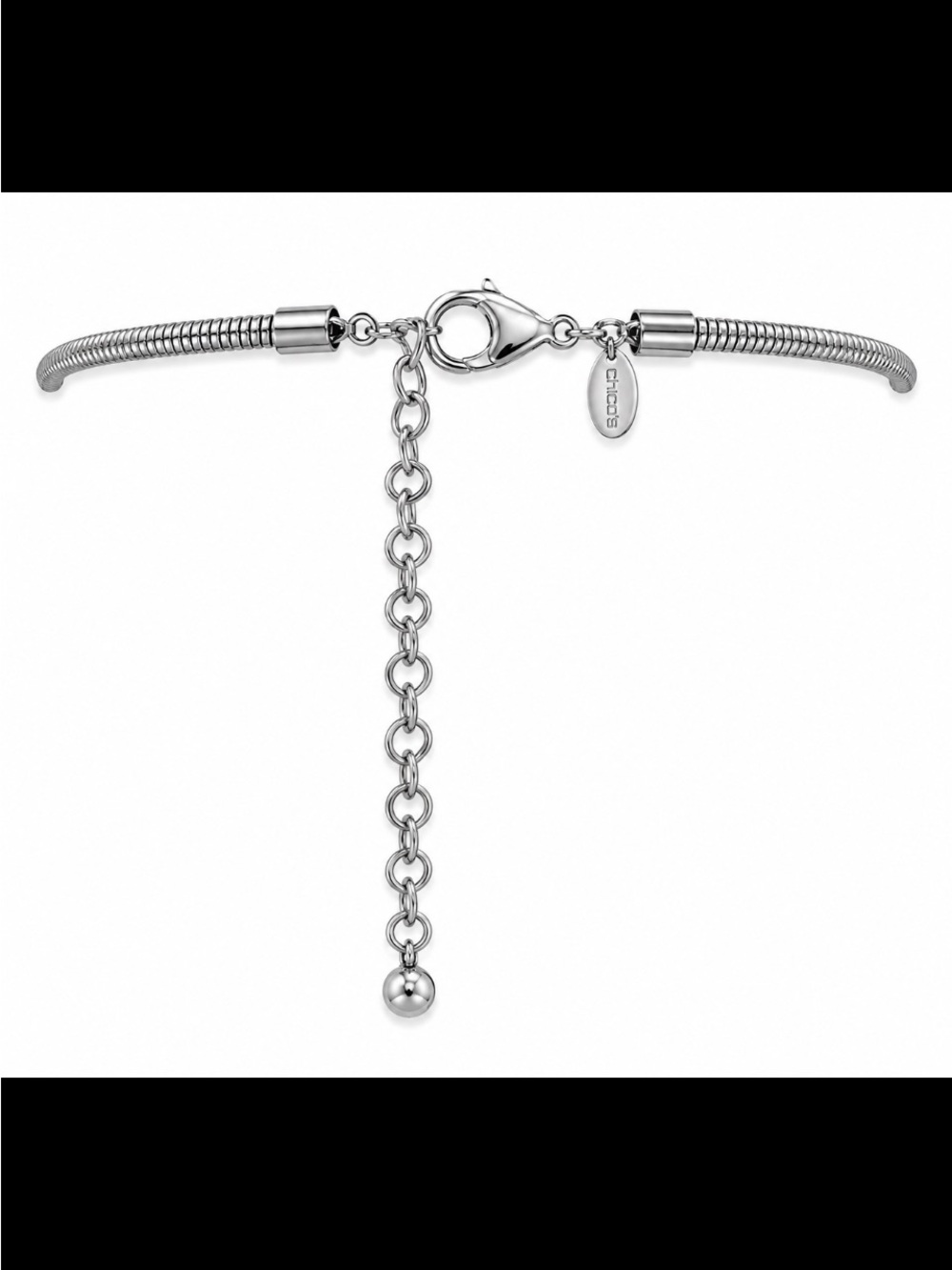 CHICO’s Silver-Tone Hammered Pendant Necklace with Black Oval Stone - Picture 2 of 2